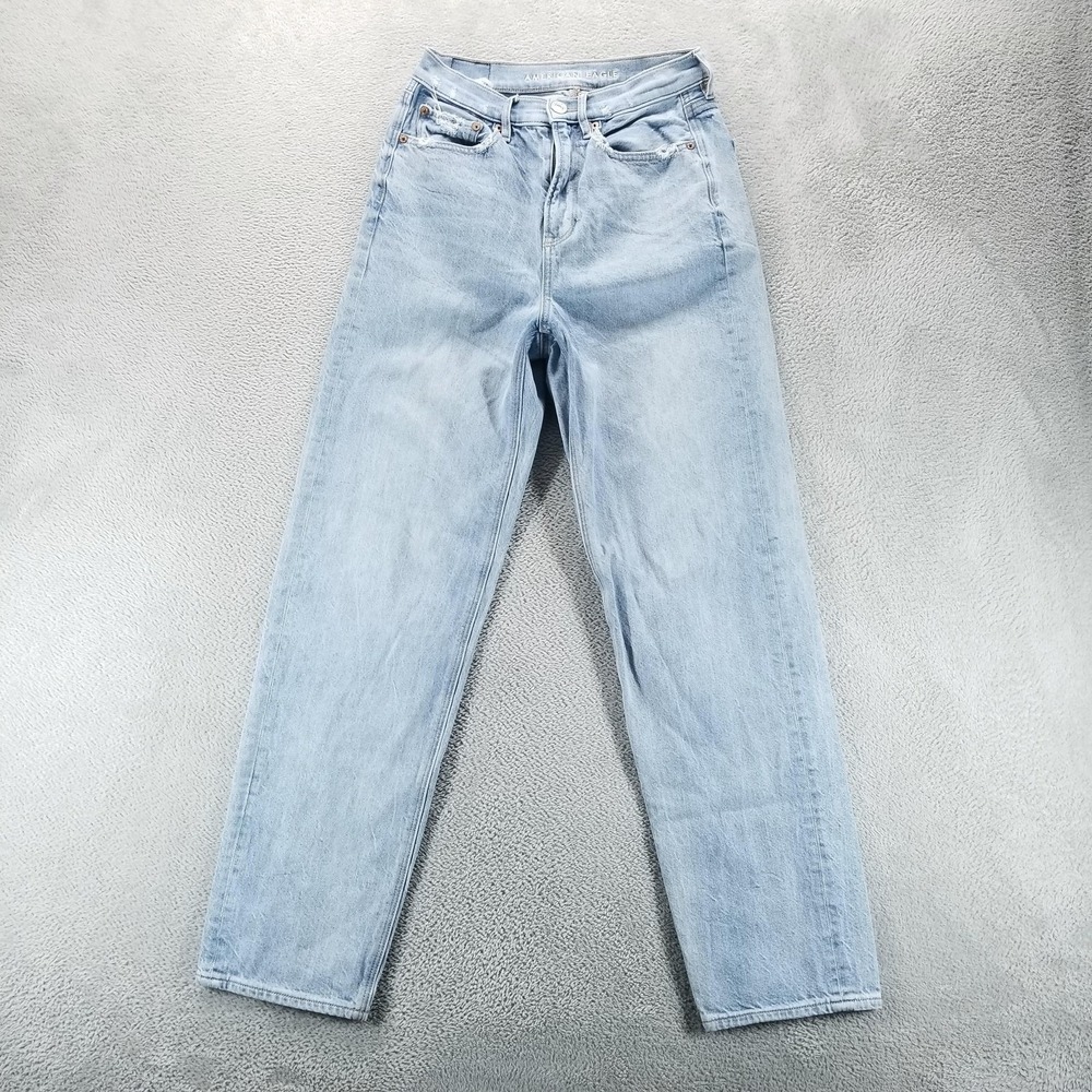 American Eagle Jeans Womens 2 Blue Baggy Straight‎ High Rise Light Wash